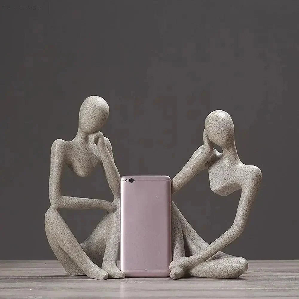 Sculpture Minimalist Seated Matte Resin Free-Standing