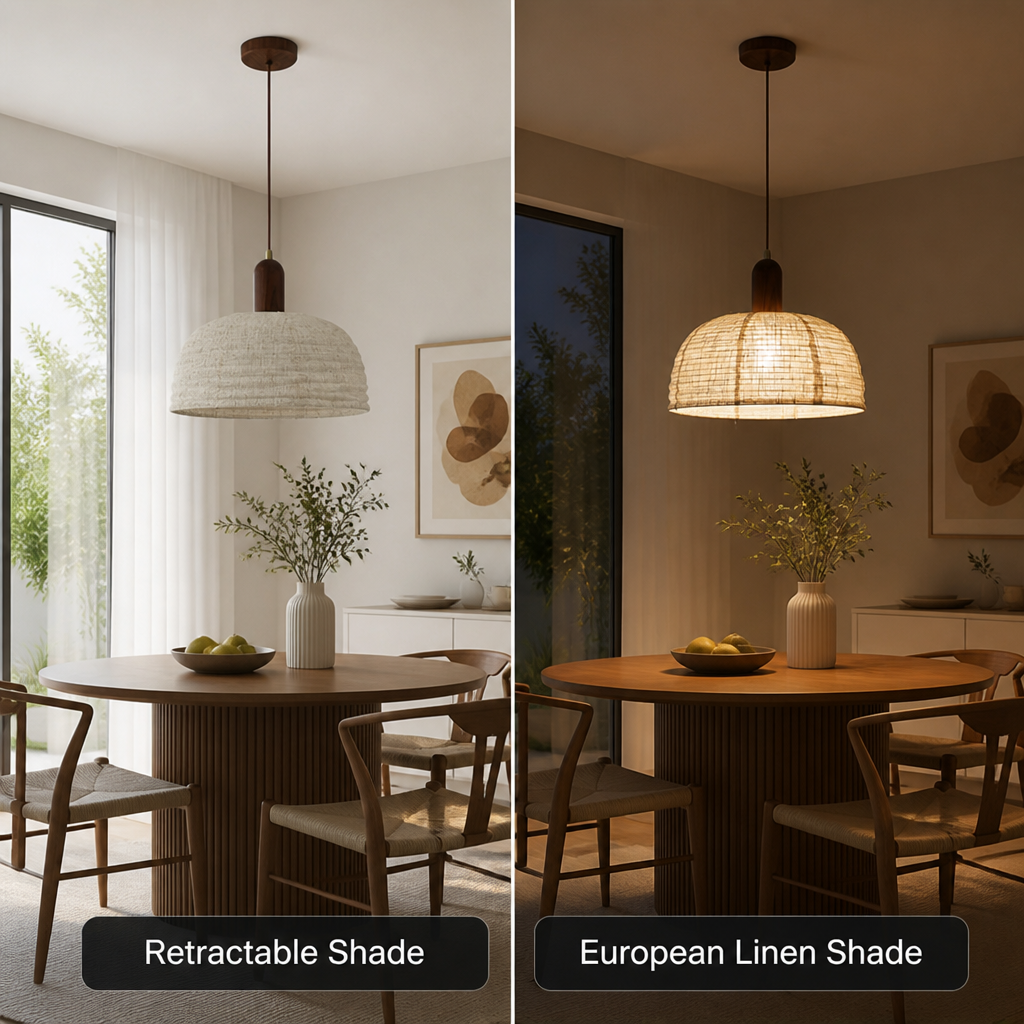 Semi-Circular Linen Pendant Light