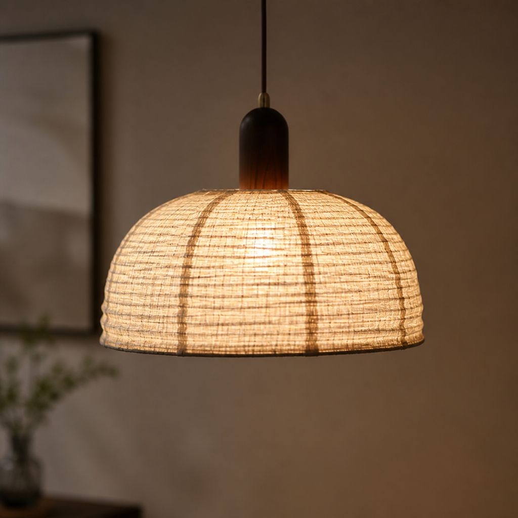 Semi-Circular Linen Pendant Light