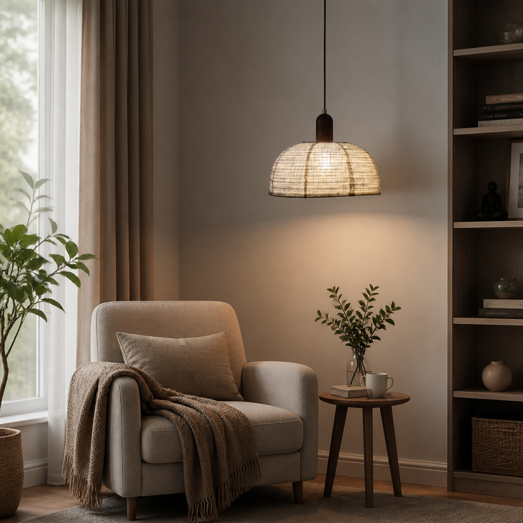 Semi-Circular Linen Pendant Light