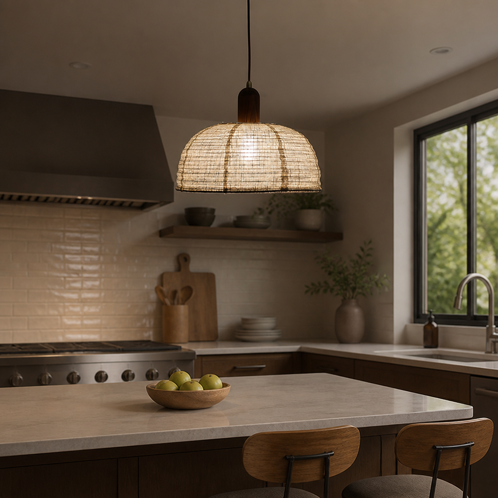 Semi-Circular Linen Pendant Light