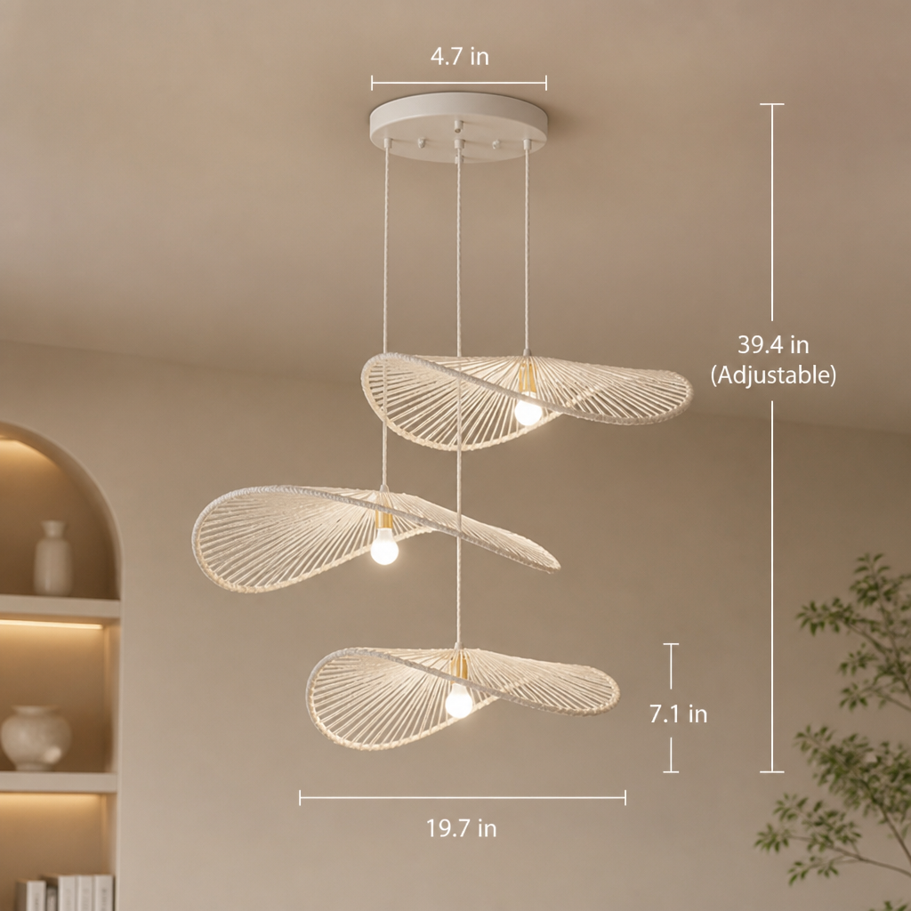 Set of 2 Boho Rattan Pendant Light
