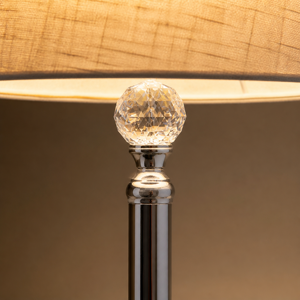 Set of 2 Clear Crystal Diamond-Cut Table Lamps