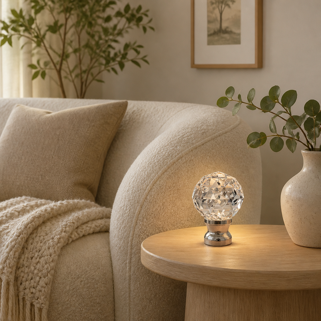 Set of 2 Clear Crystal Diamond-Cut Table Lamps