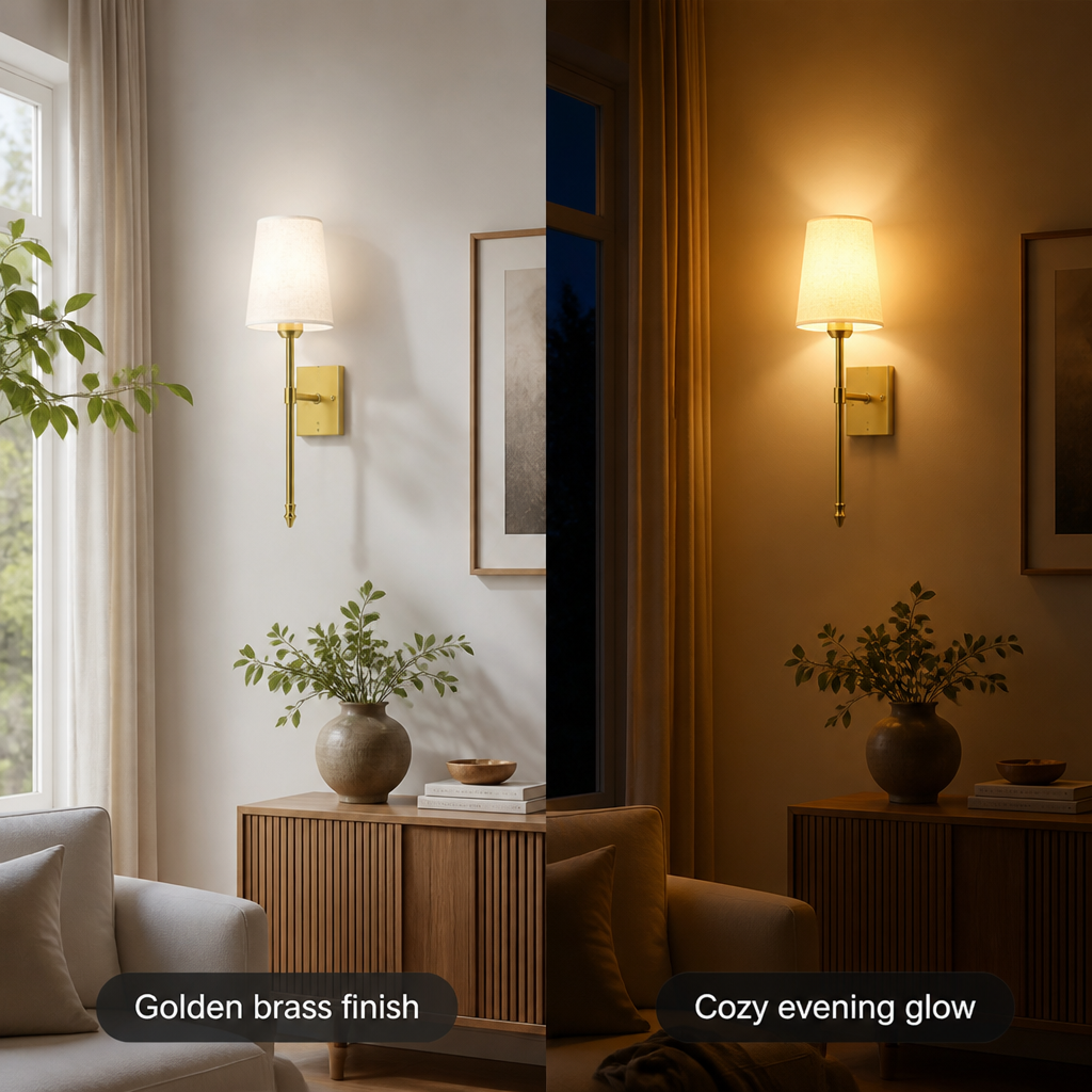 Set of 2 Golden LED Wall Sconces