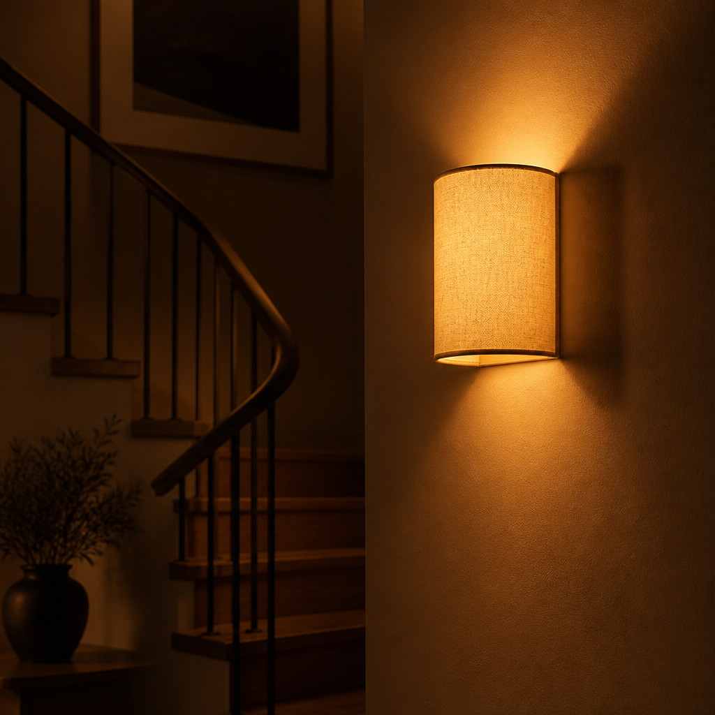 Set of 2 Linen LED Remote Wall Sconces