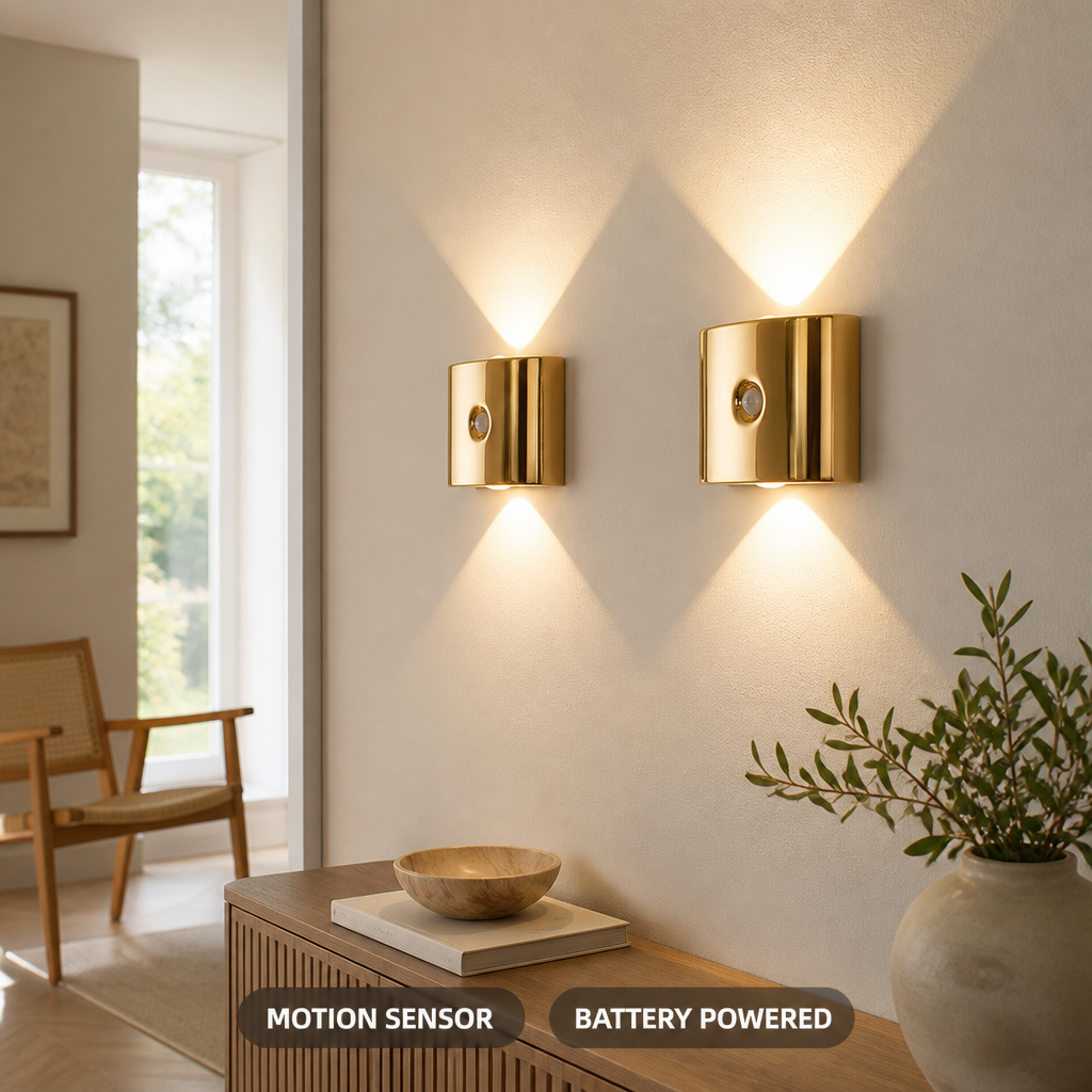 Set of 2 Metal LED Motion Sensor Night Lights