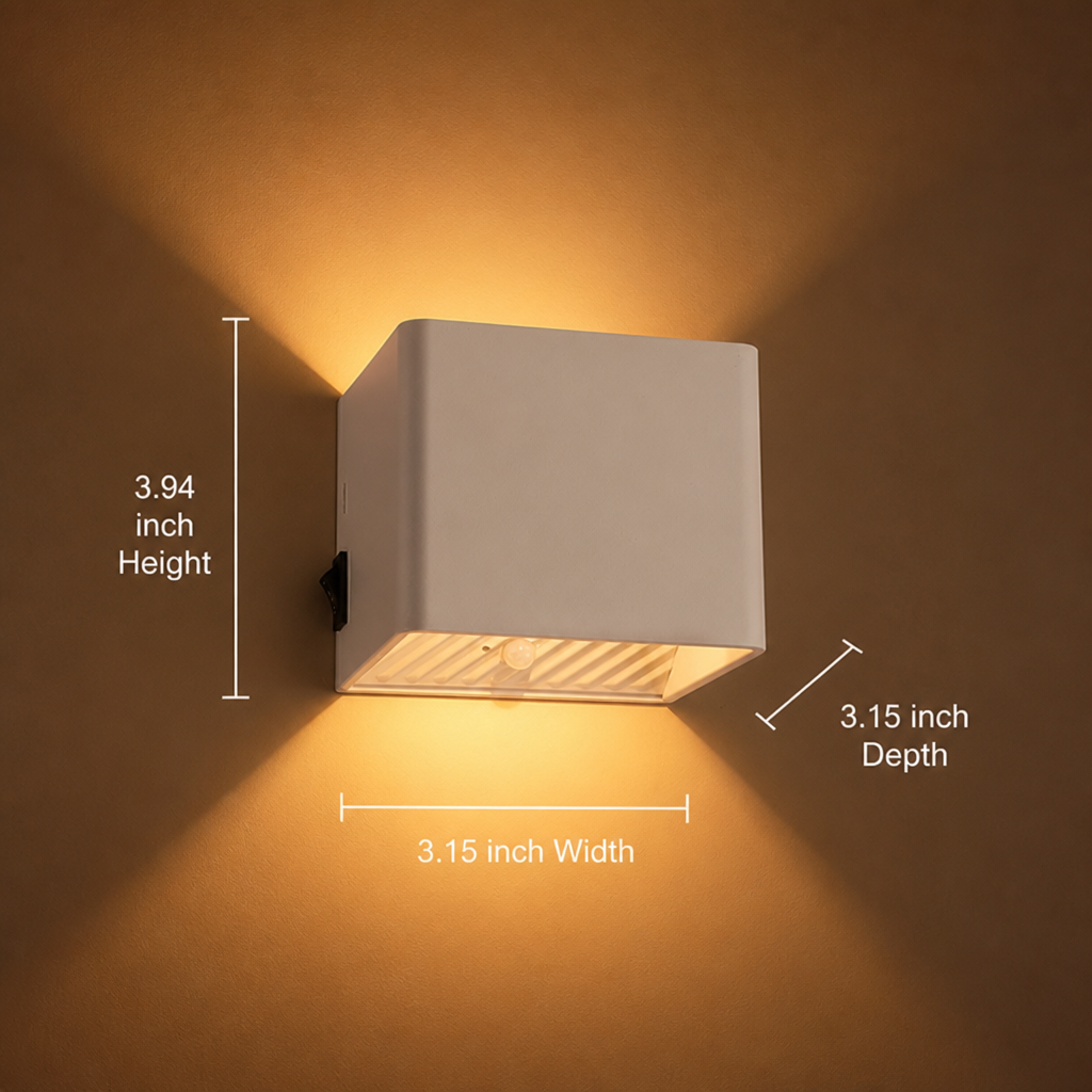 Set of 2 Minimalist Aluminum LED Motion Sensor Wall Sconces