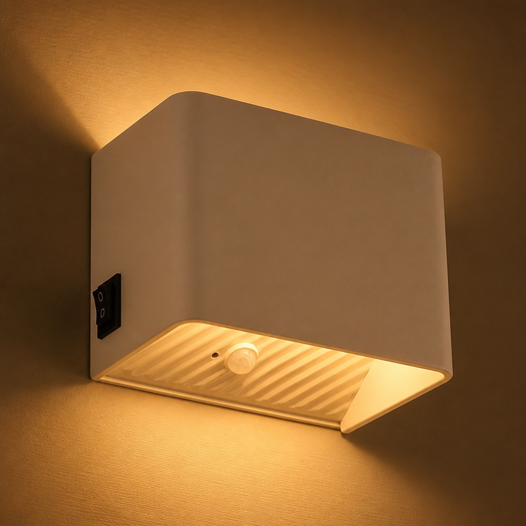 Set of 2 Minimalist Aluminum LED Motion Sensor Wall Sconces
