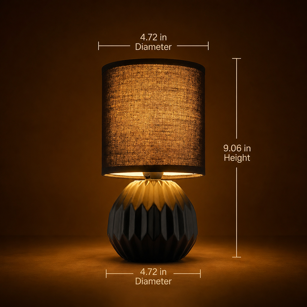 Set of 2 Minimalist Black Ceramic Table Lamps
