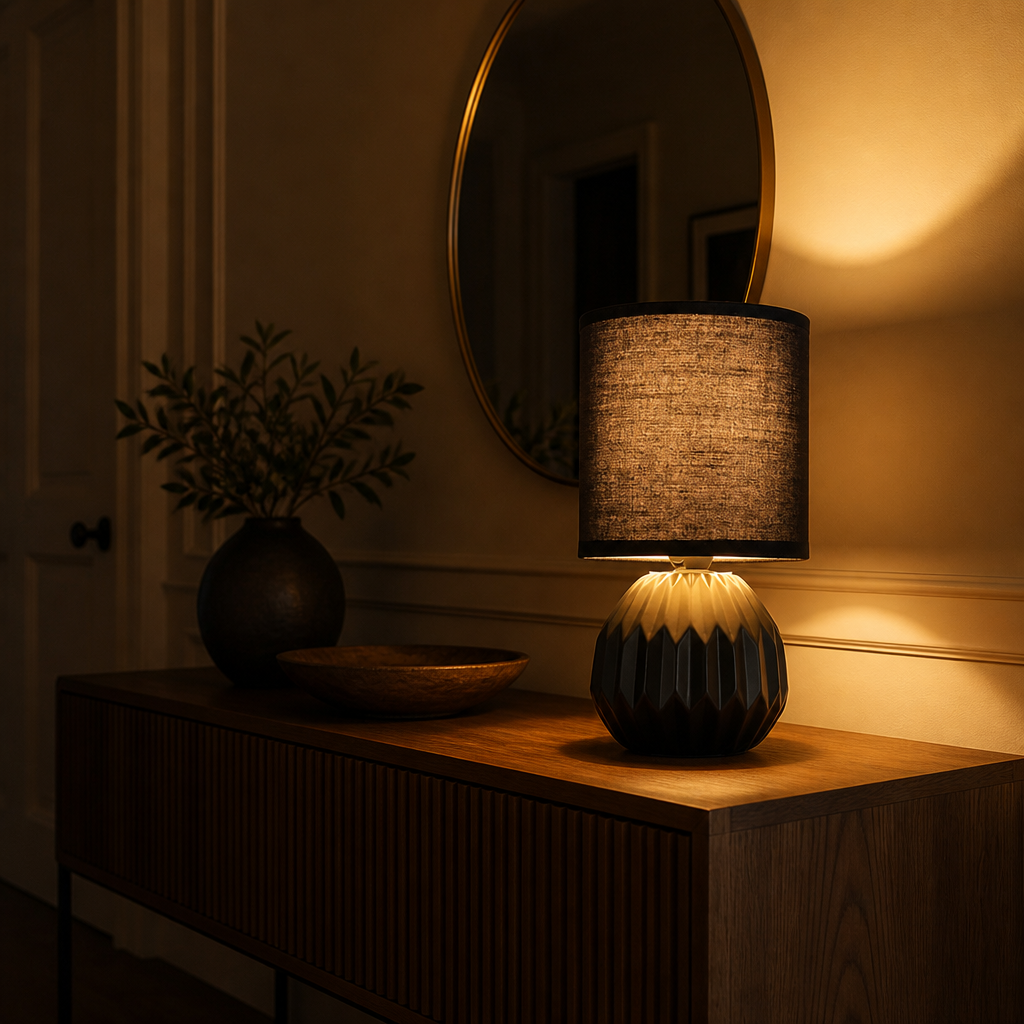 Set of 2 Minimalist Black Ceramic Table Lamps