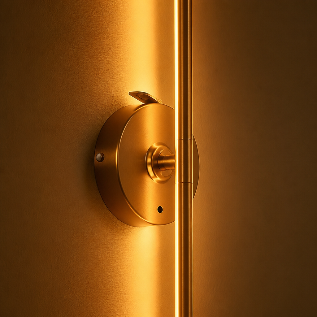 Set of 2 Minimalist Gold LED Rotatable Wall Sconces