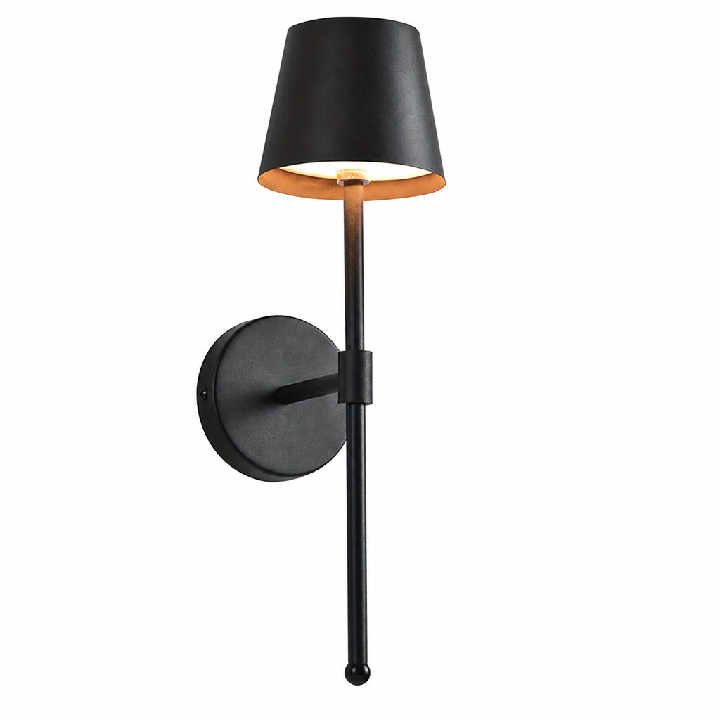 Set of 2 Modern Black LED Semi-Recessed Wall Sconces