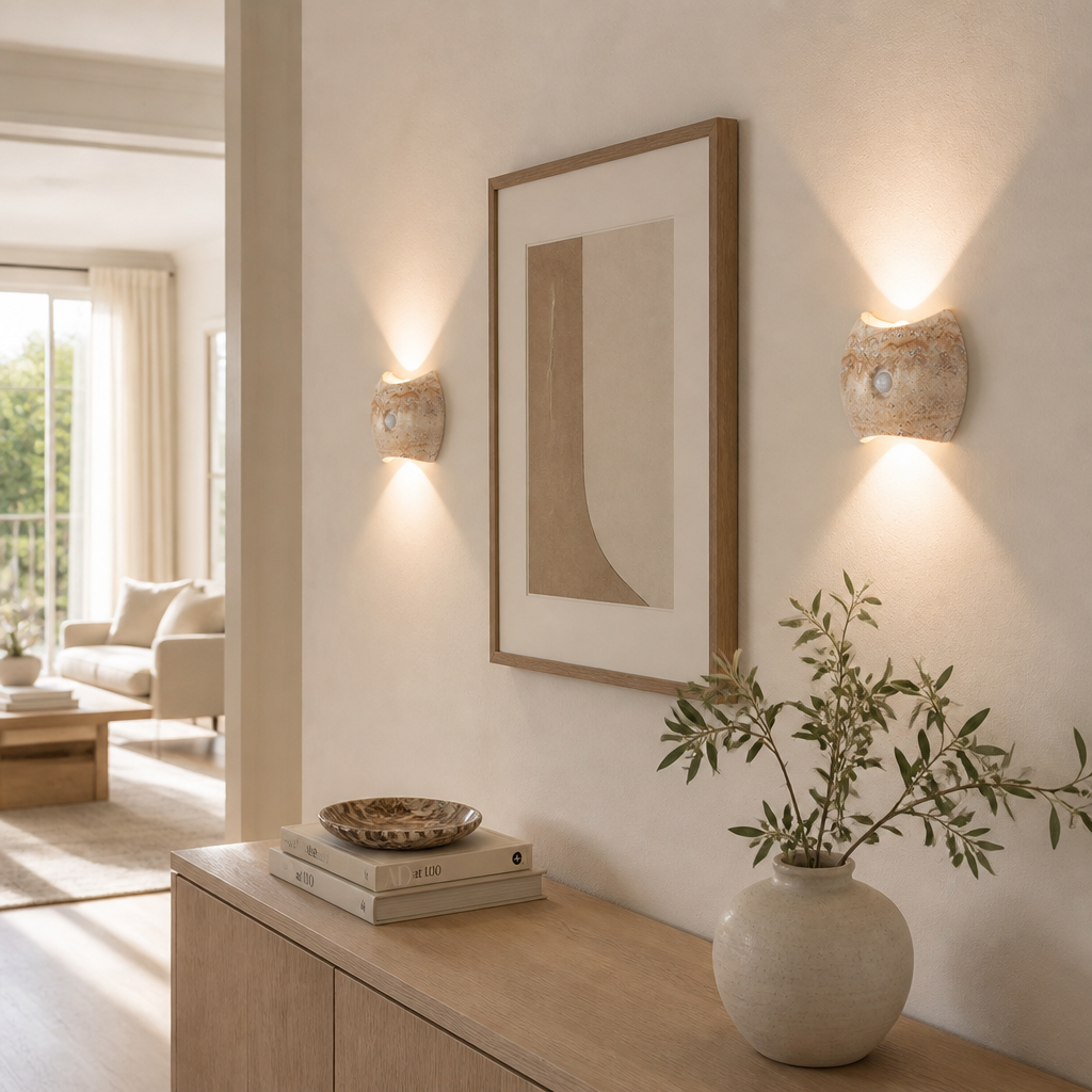 Set of 2 Modern Stone LED Magnetic Night Lights