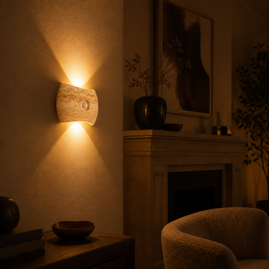 Set of 2 Modern Stone LED Magnetic Night Lights