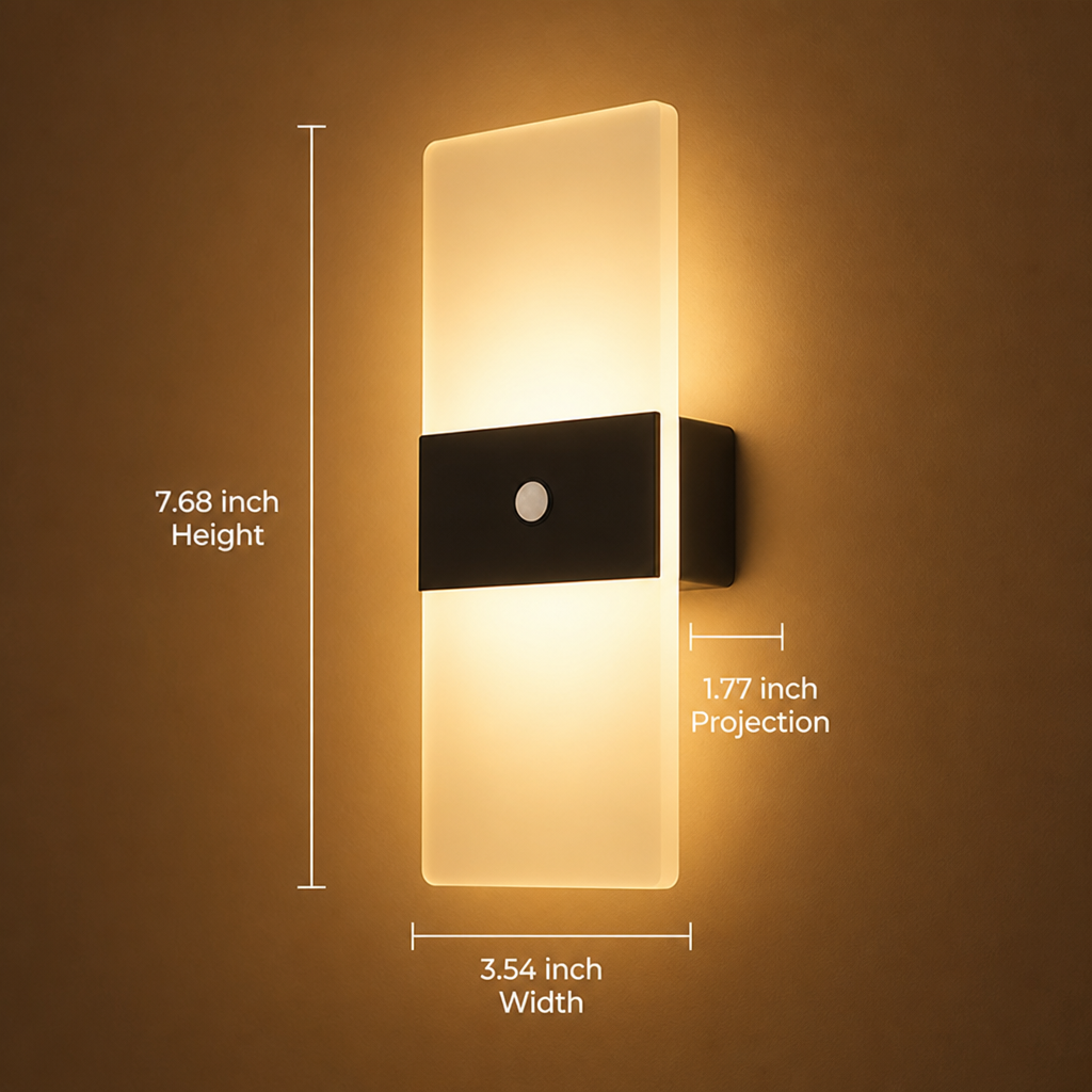 Set of 2 Modern White LED Motion Sensor Night Lights