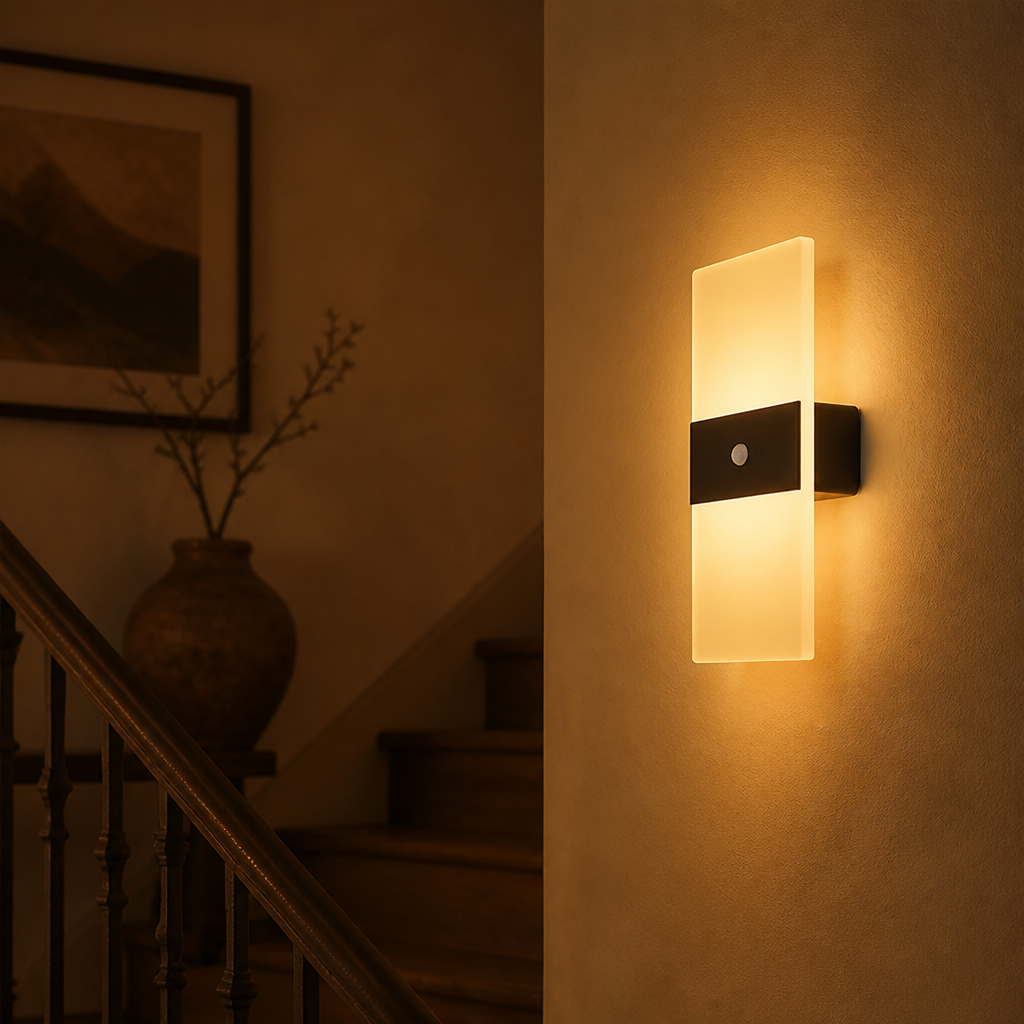 Set of 2 Modern White LED Motion Sensor Night Lights