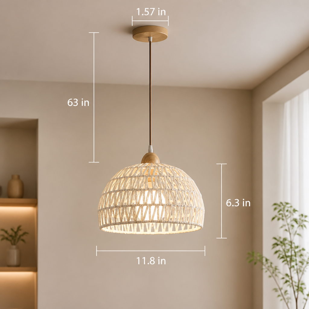 Set of 2 Natural Rattan Lotus-Leaf Pendant Lights