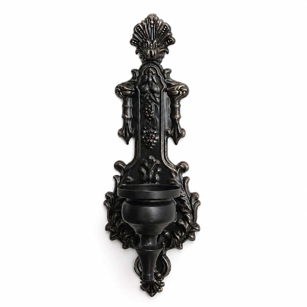 Set of 2 Vintage Iron Embossed Wall Sconces