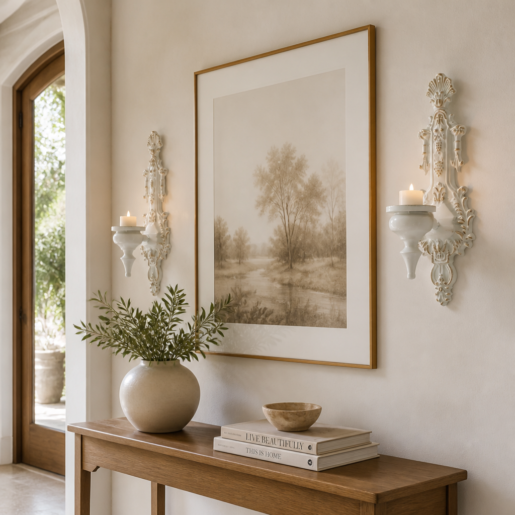 Set of 2 Vintage Iron Embossed Wall Sconces