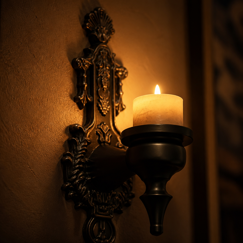 Set of 2 Vintage Iron Embossed Wall Sconces