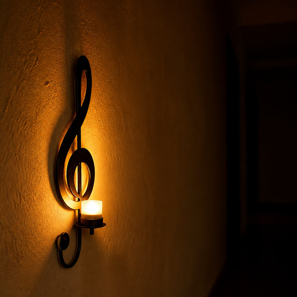 Set of 4 Black Metal Music Note Wall Sconces