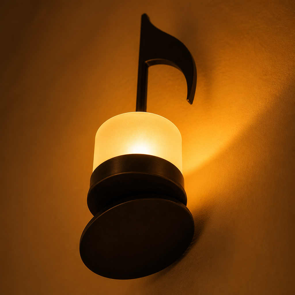 Set of 4 Black Metal Music Note Wall Sconces