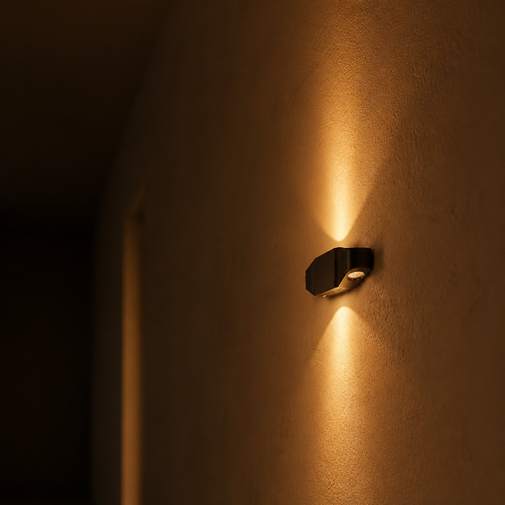 Set of 4 Minimalist Black LED Up & Down Wall Sconces