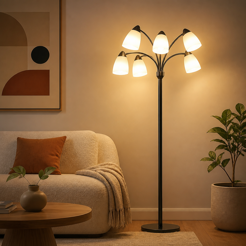 Set of 6 Plastic Beveled Horseshoe Table Lamps