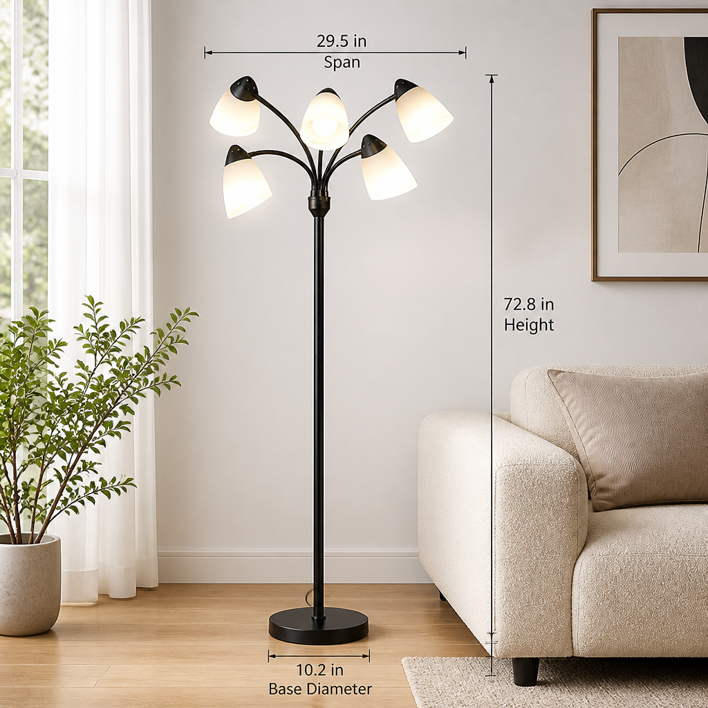 Set of 6 Plastic Beveled Horseshoe Table Lamps