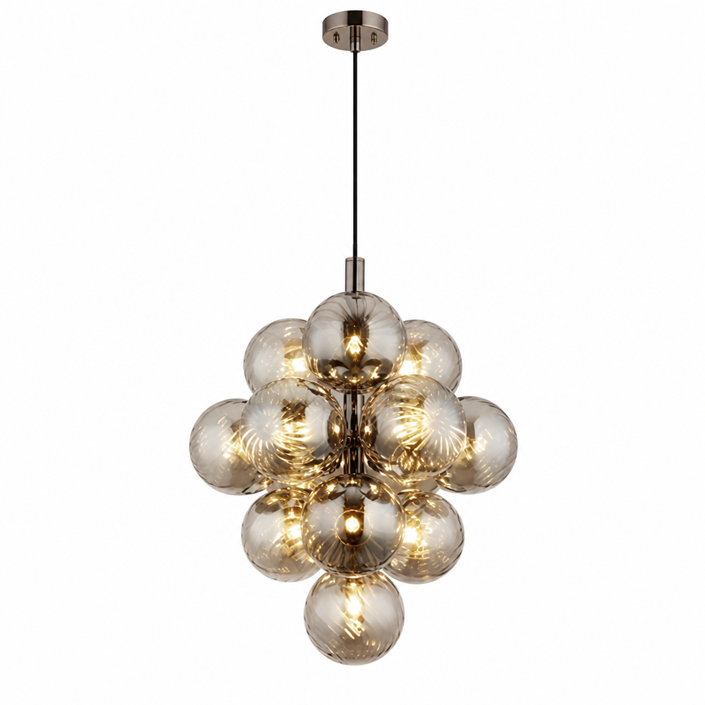 Smoked Glass Flame Chandelier
