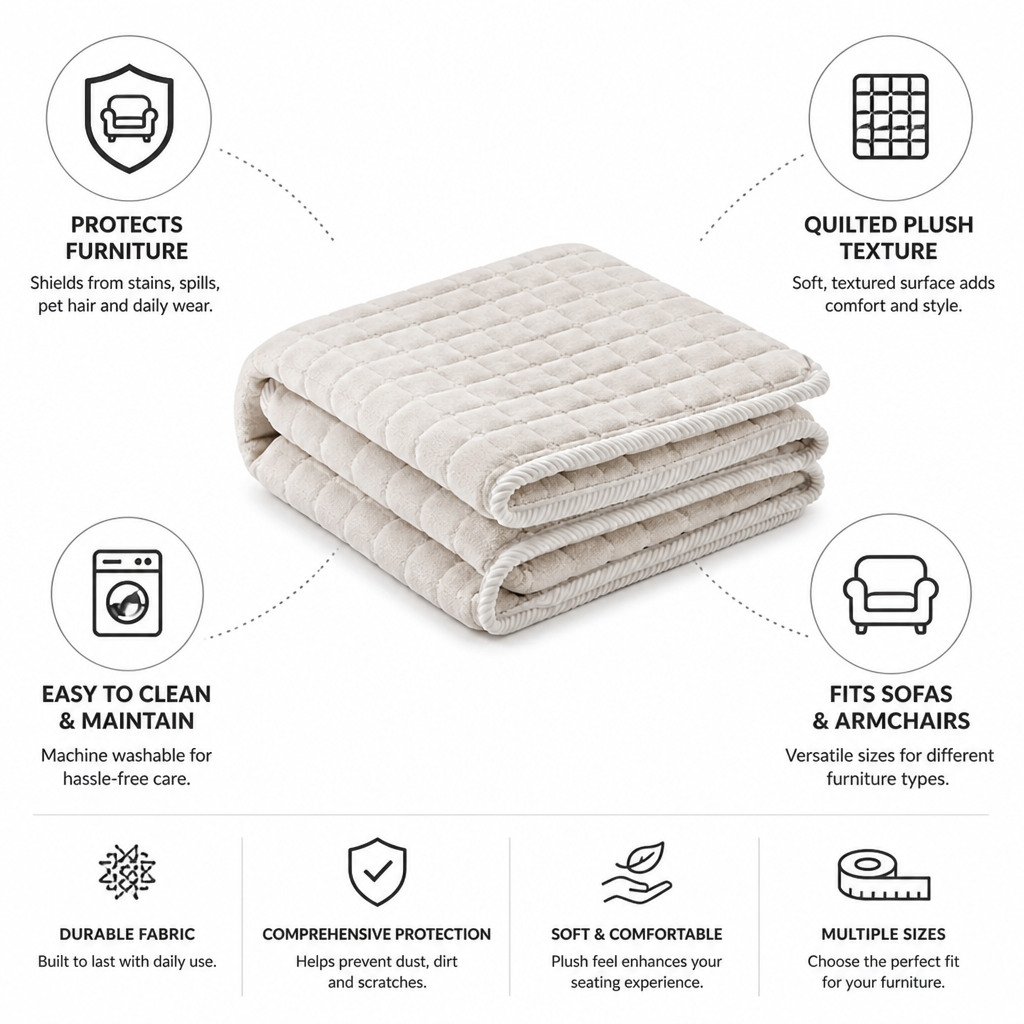 Sofa Cover Quilted Plush Easy-Care