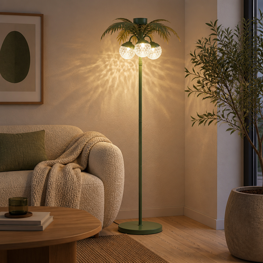 Solar Metal LED Palm Tree Floor Lamp