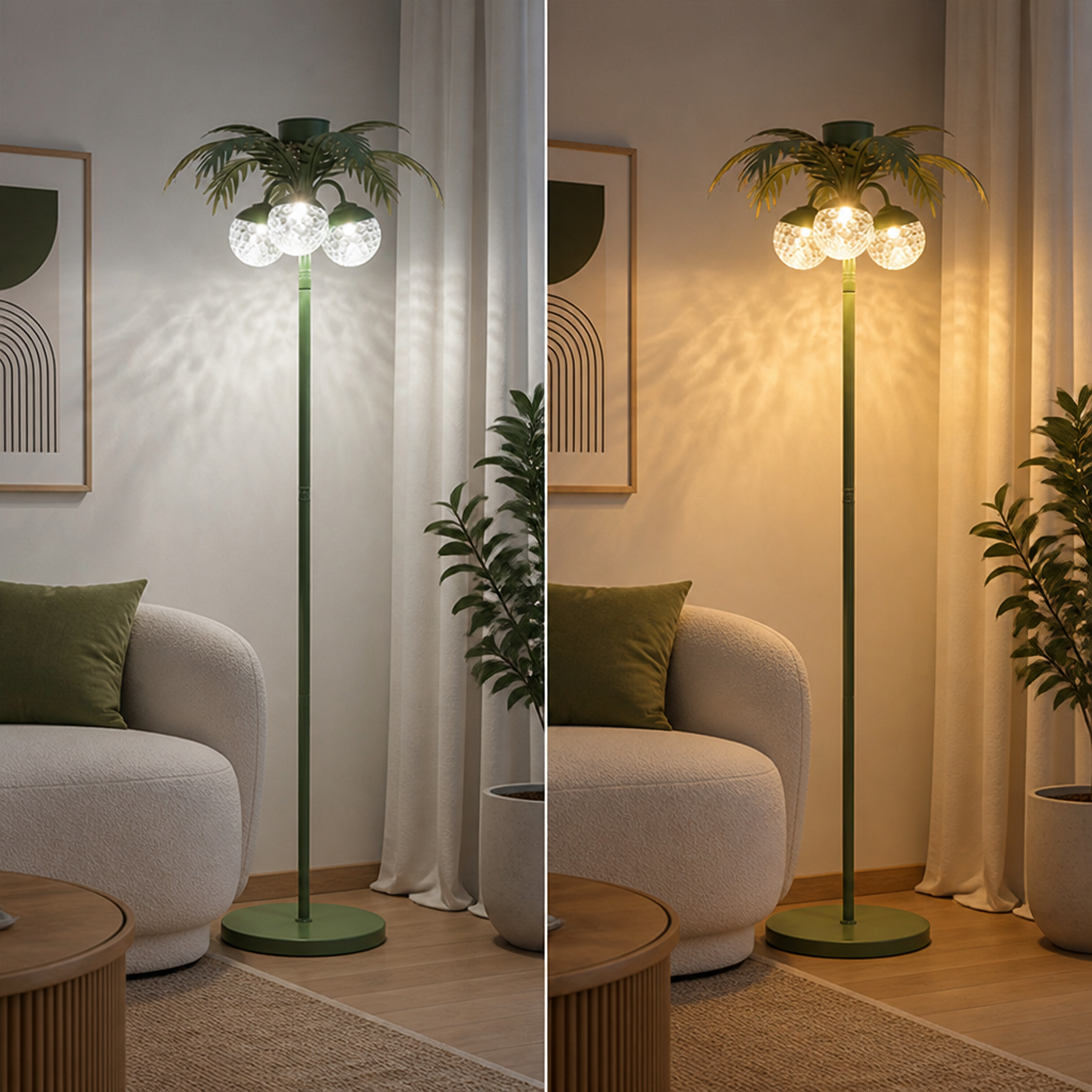 Solar Metal LED Palm Tree Floor Lamp