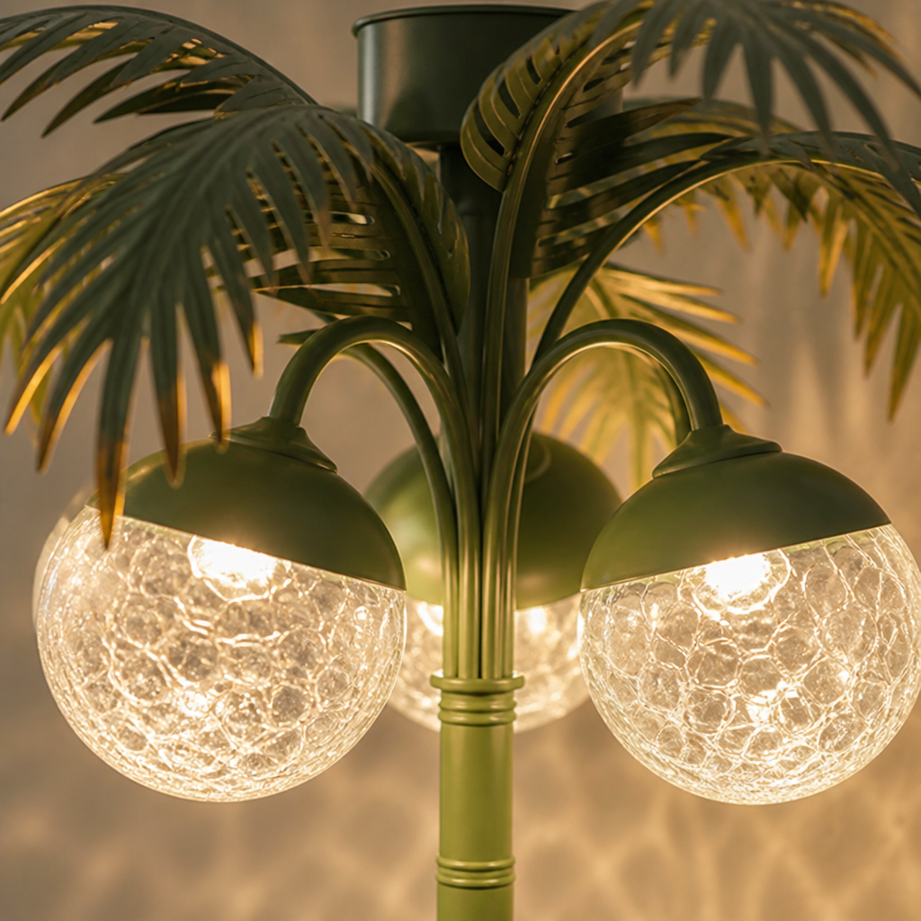 Solar Metal LED Palm Tree Floor Lamp