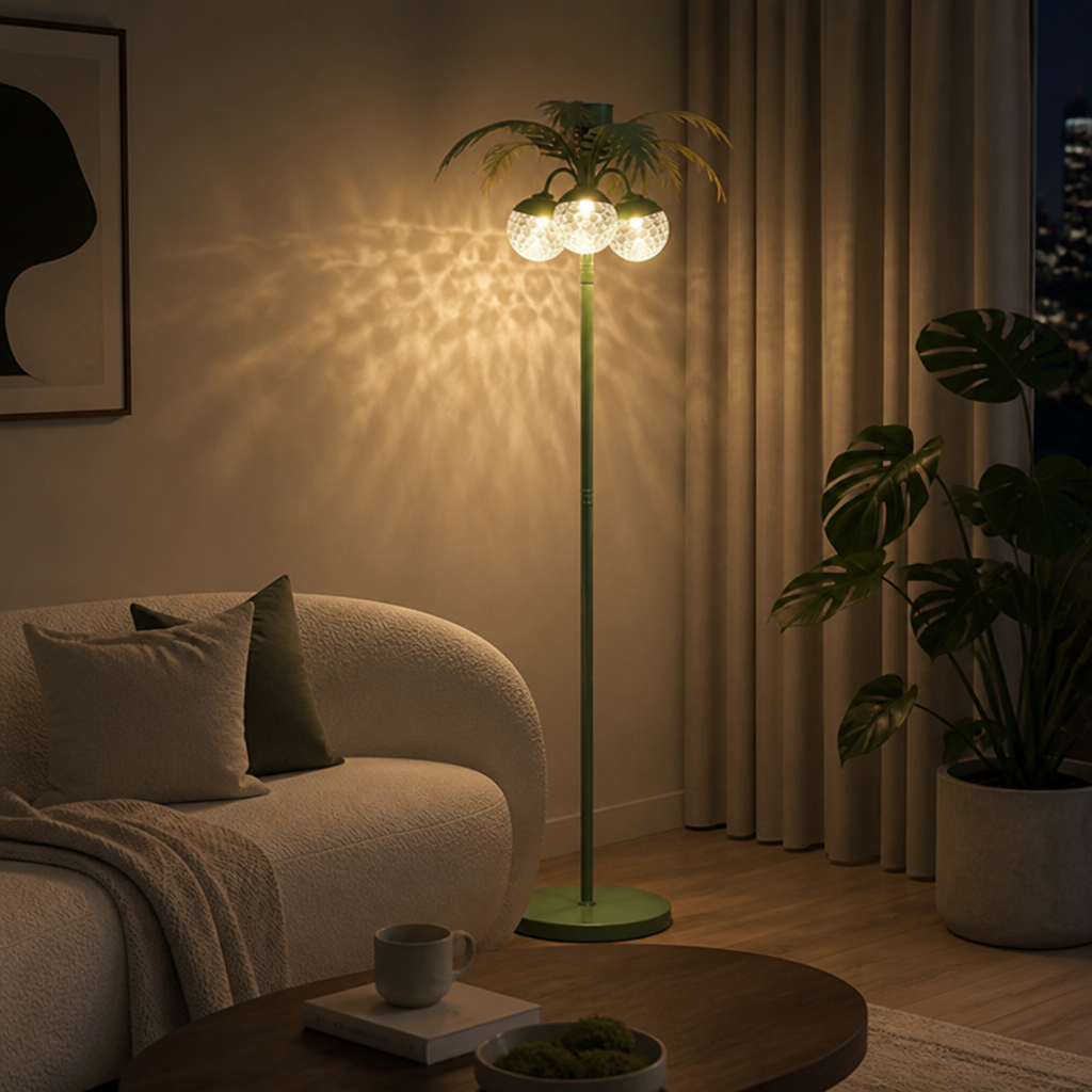 Solar Metal LED Palm Tree Floor Lamp