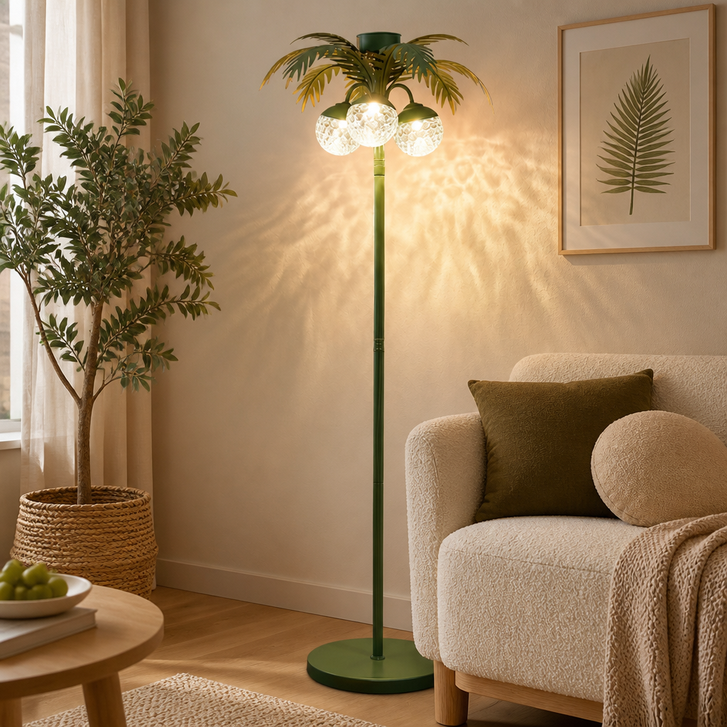 Solar Metal LED Palm Tree Floor Lamp