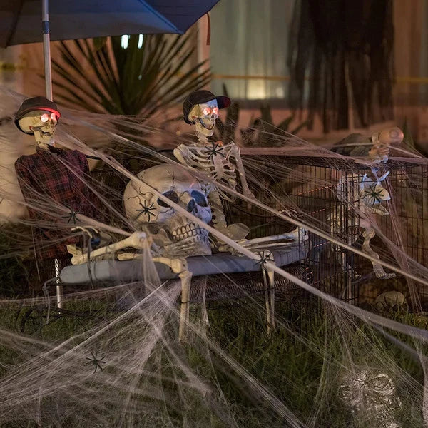 Spider Web Decoration Stretchable Fabric With Artificial Spider