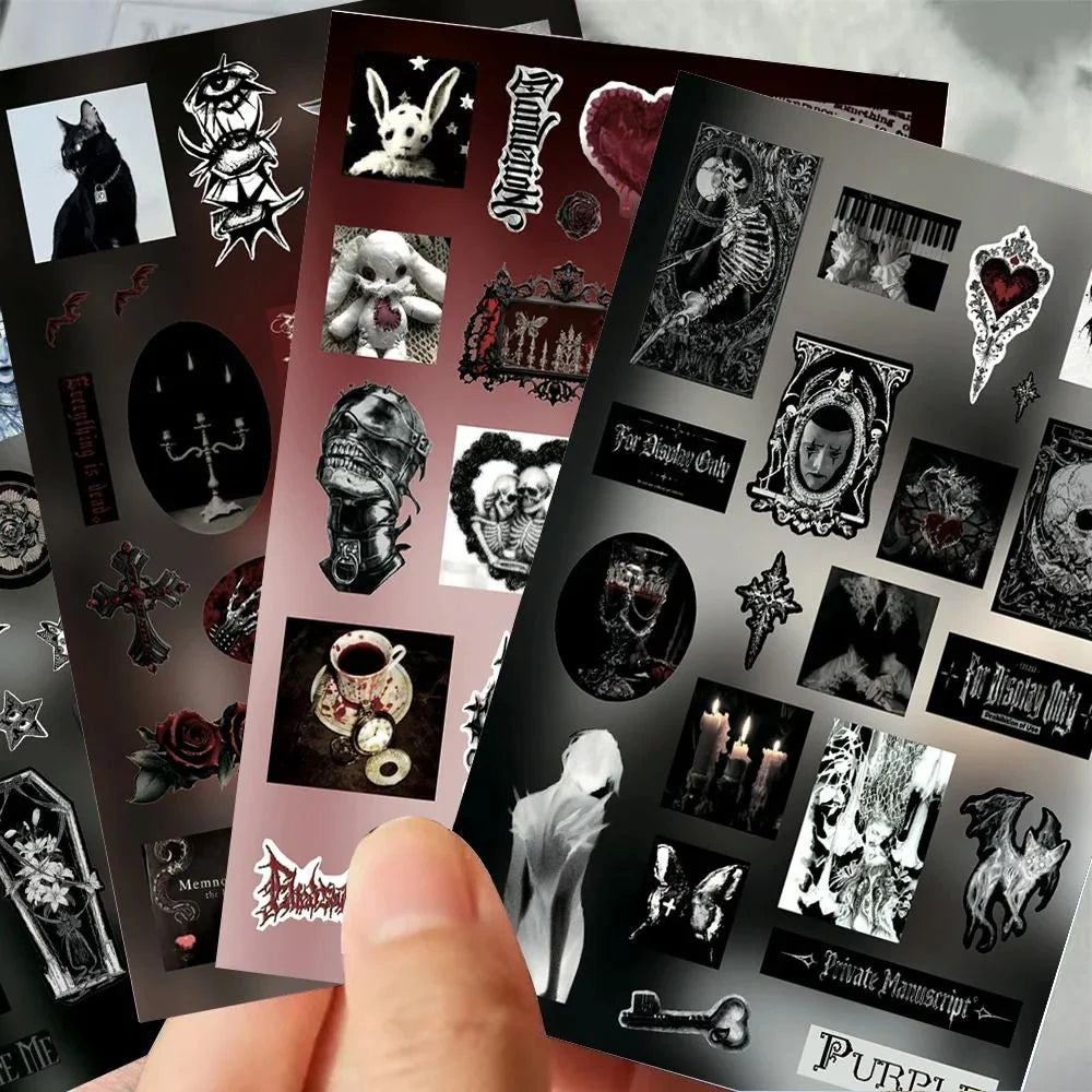 Sticker Set Gothic Raven Feathers Pre-Cut & Self-Adhesive 8 Sheets