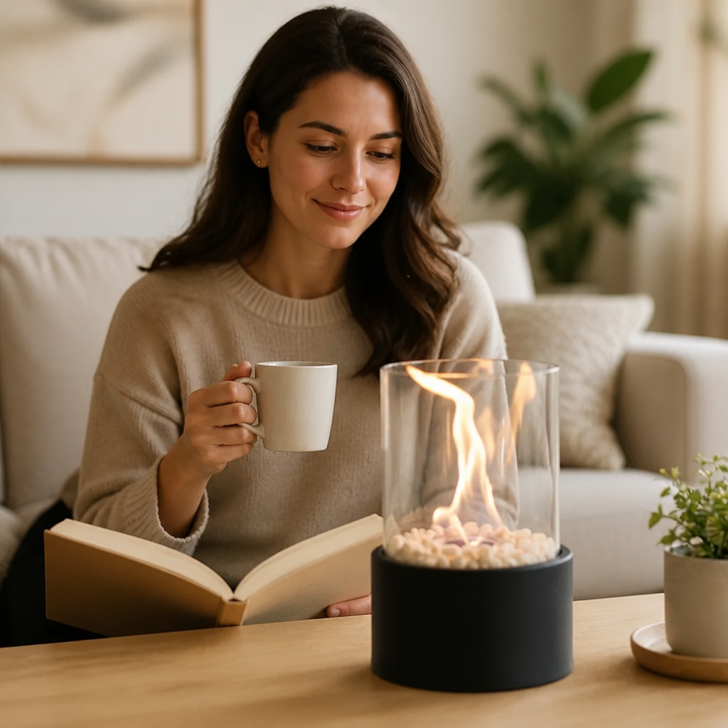 Tabletop Fireplace Smoke-Free Bioethanol Tempered Glass