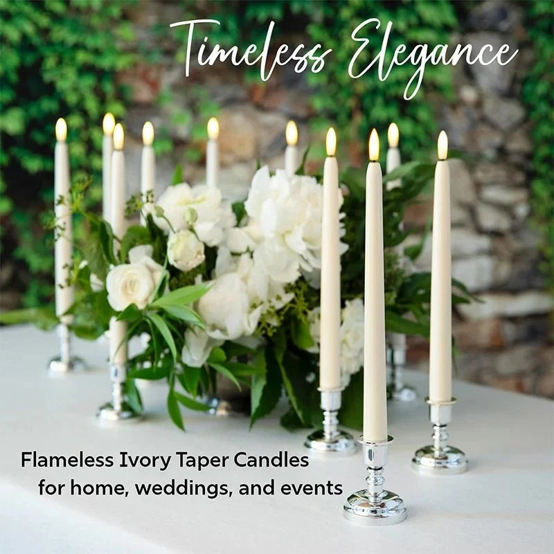 Taper Candles Realistic Flicker Battery Operated Set of 12