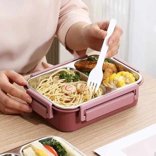Thermal Food Container Leak-Proof Click Lock Stainless Steel Compartments