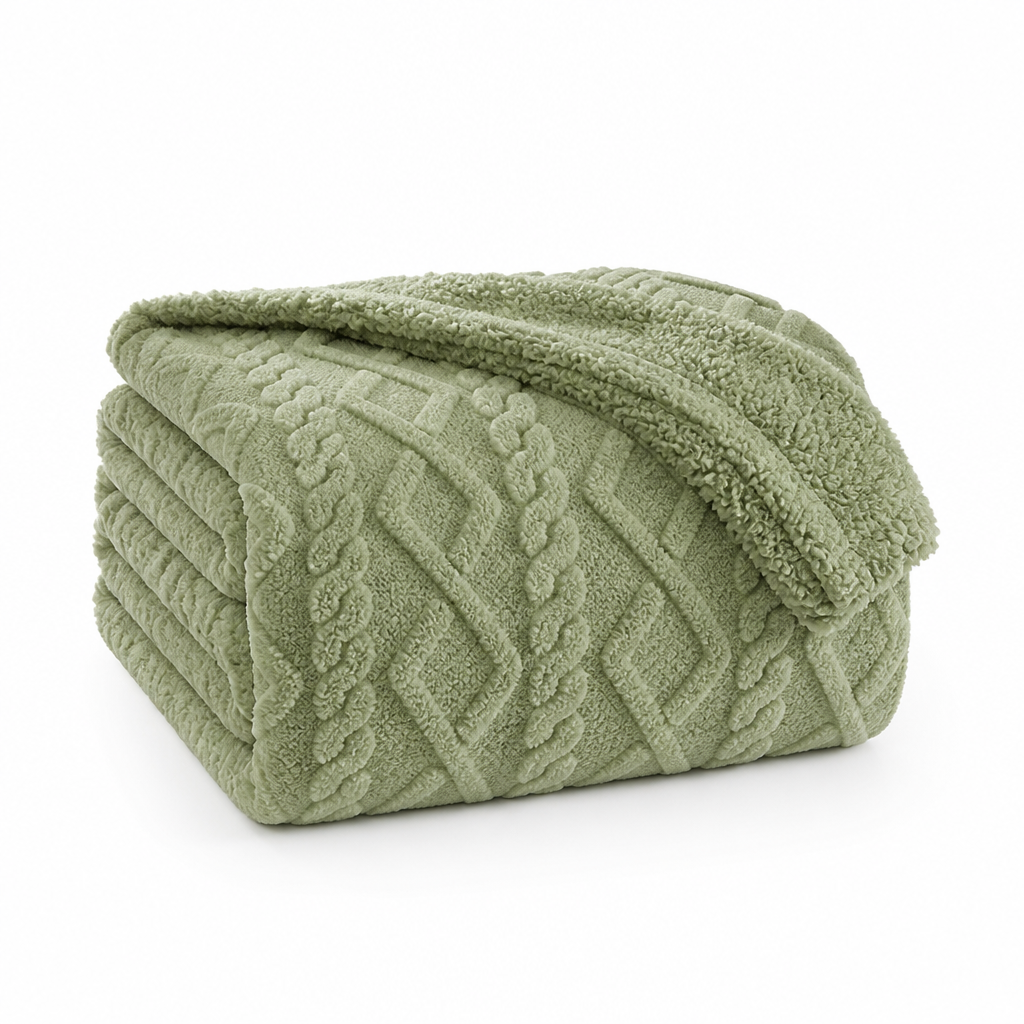 Throw Blanket Reversible Thickened Flannel & Faux Lambswool