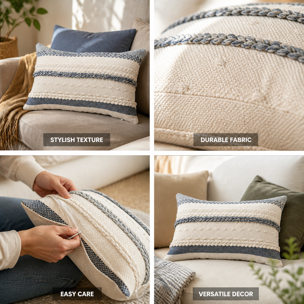 Throw Pillow Striped & Textured 45 cm