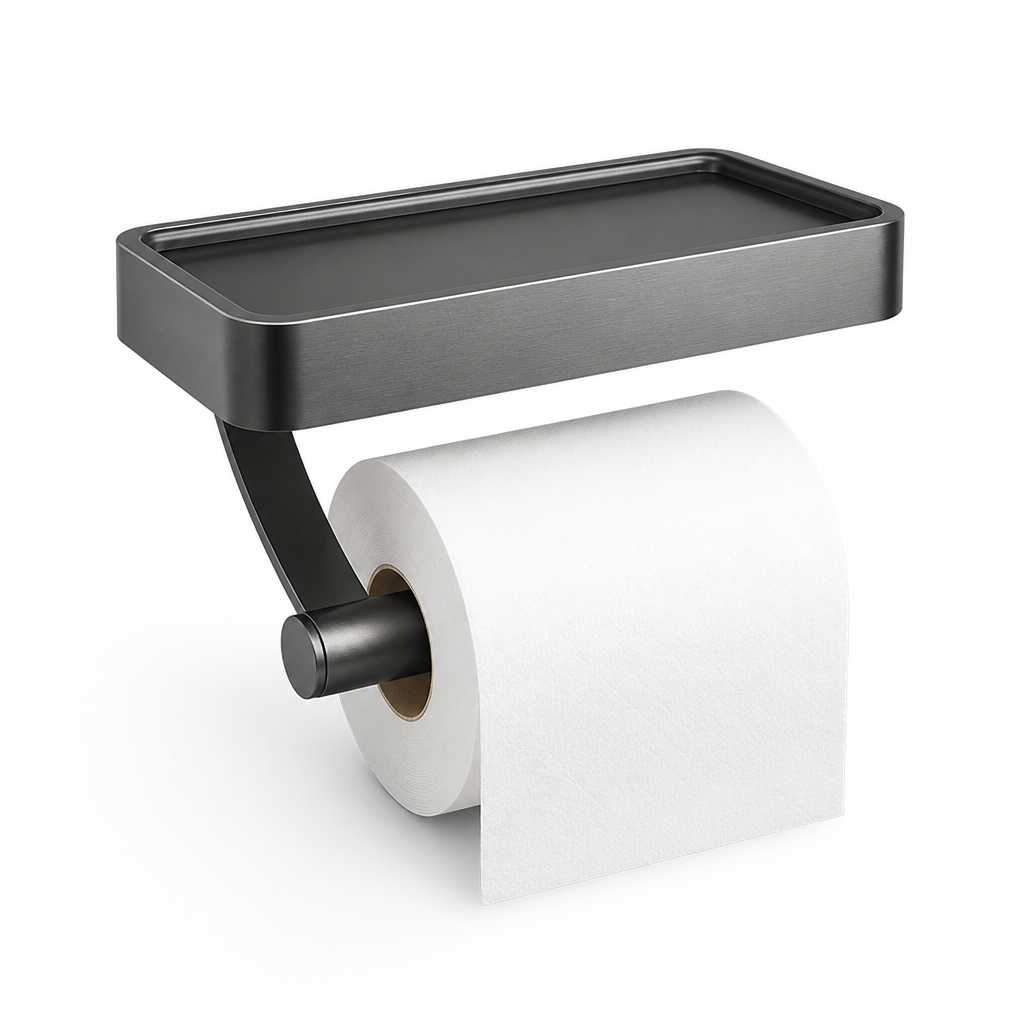 Toilet Paper Holder Wall-Mounted Brushed Stainless Shelf