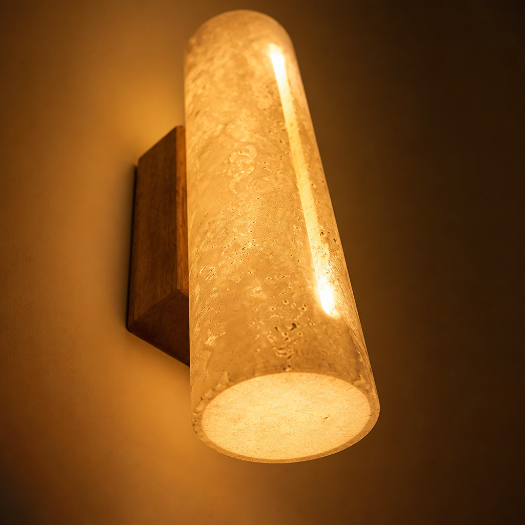 Travertine Wood LED Up-Down Wall Sconce