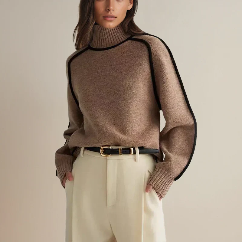 Turtleneck Sweater Oversized High Collar Soft Breathable