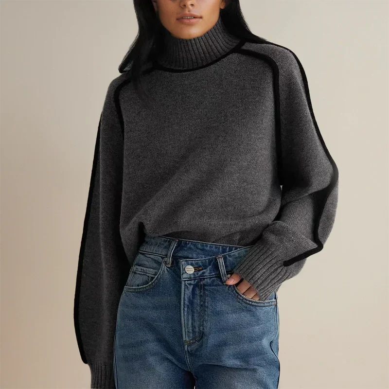 Turtleneck Sweater Oversized High Collar Soft Breathable