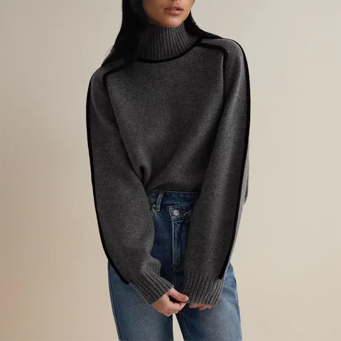 Turtleneck Sweater Oversized High Collar Soft Breathable