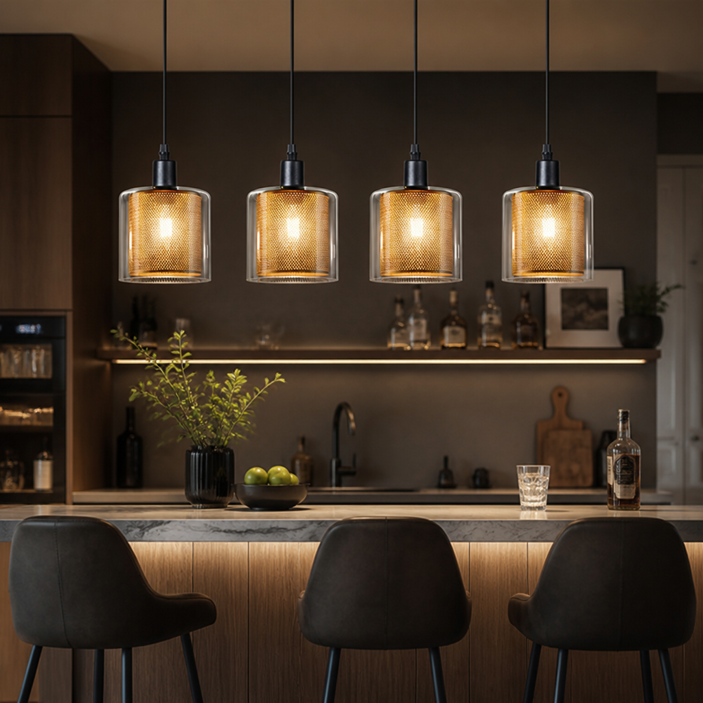 Vintage Black & Gold Double-Layer Shade Pendant Light